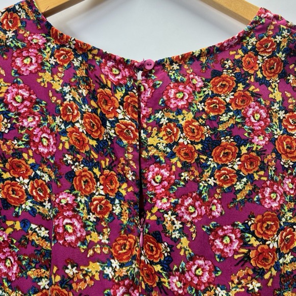 Forever21 Womens Red Mini Dress Floral Long Sleeve‎ Mock Neck NWT  Size L - Picture 4 of 7